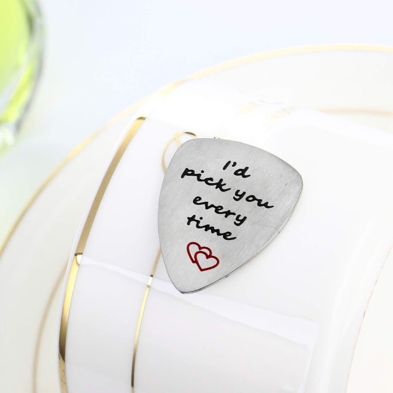 YeeQin I'd Pick You Every Time Guitar Pick, Musical Gift, Anniversary Date, Valentine's Day Gift for Men - Image 2